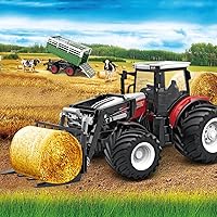 Vista 6 de fisca Tractor de juguete a control remoto con carretilla elevadora delantera de remolque, escala 124, 2.4Ghz, tractor electrónico, camión de granja