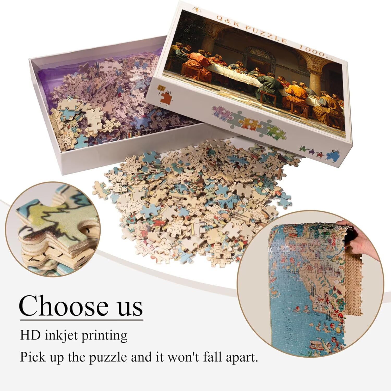 Drewniane puzzle dla dorosłych 3000 sztuk | Ostatnia Wieczerza | Zabawki edukacyjne | Puzzle dla dorosłych i dekoracje rodzinne | Rozmiar 122x80 cm | Prezent dla dorosłych | Prezenty świąteczne