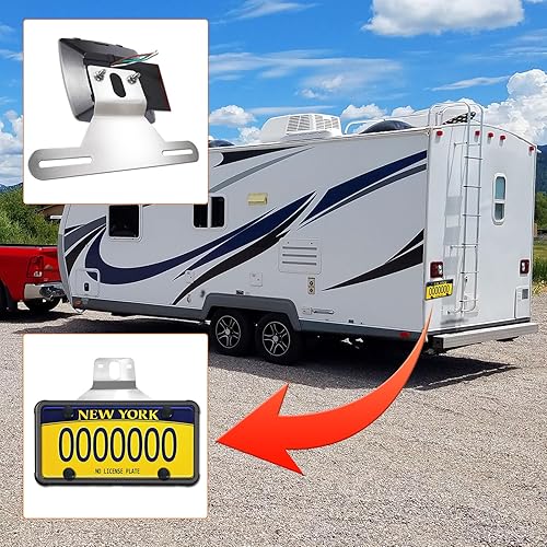 Miniatura 7 de Soporte de matrícula de remolque con marco de silicona para placa de automóvil para camiones, barcos, casas rodantes, placas universales con kit de