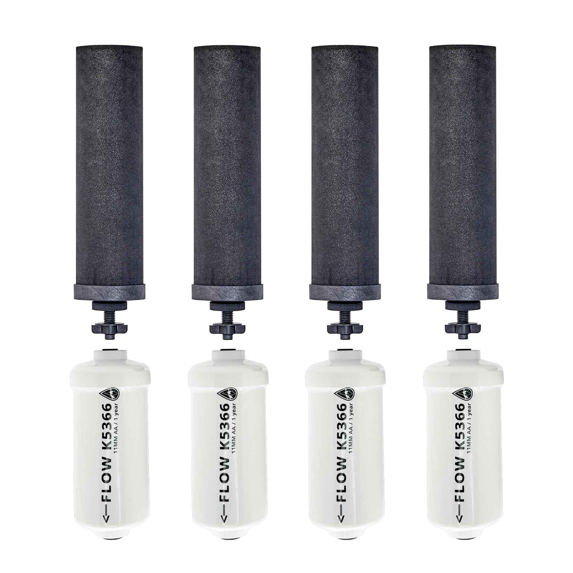 Set of 4 Authentic Black Berkey Elements (BB9-2) and 4 Berkey PF-2
