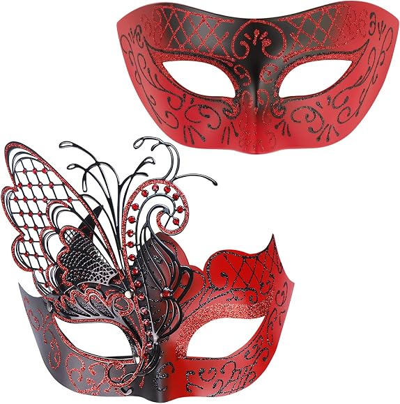 Set De 3 Máscaras Venecianas De Carnaval – Colores Negro, Dorado Y Plateado – Ligeras De Plástico Con Cintas De Satén – Unisex