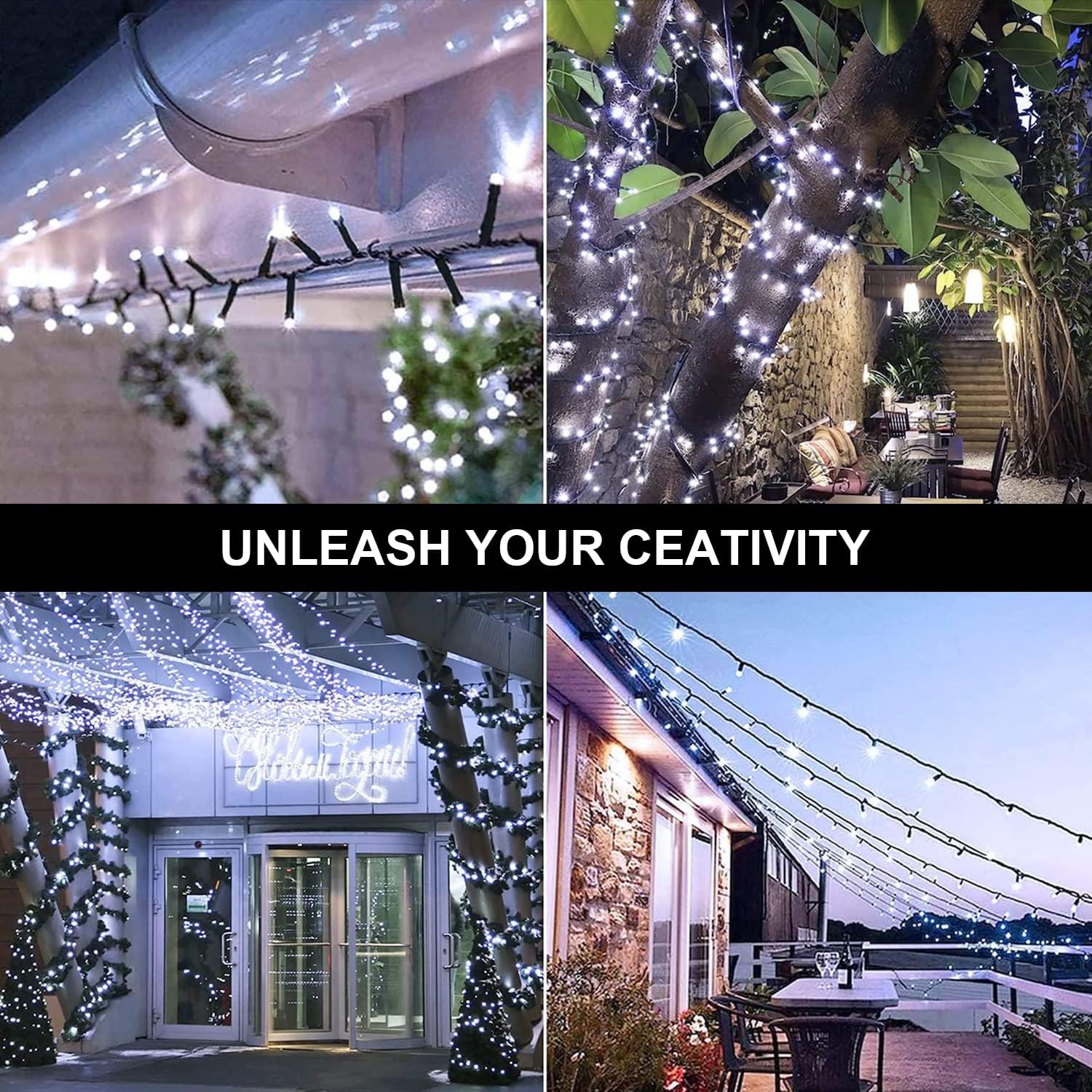 JMEXSUSS 2 Pack 100 LED Solar Fairy Lights 丨2 Pack 200 LED Solar Christmas String Lights Outdoor Waterproof