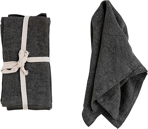 Miniatura 5 de Creative Co-Op 18 Inches Square Stonewashed Linen Dinner Kitchen Use, Charcoal Color, Set of 4 Napkin, Gray