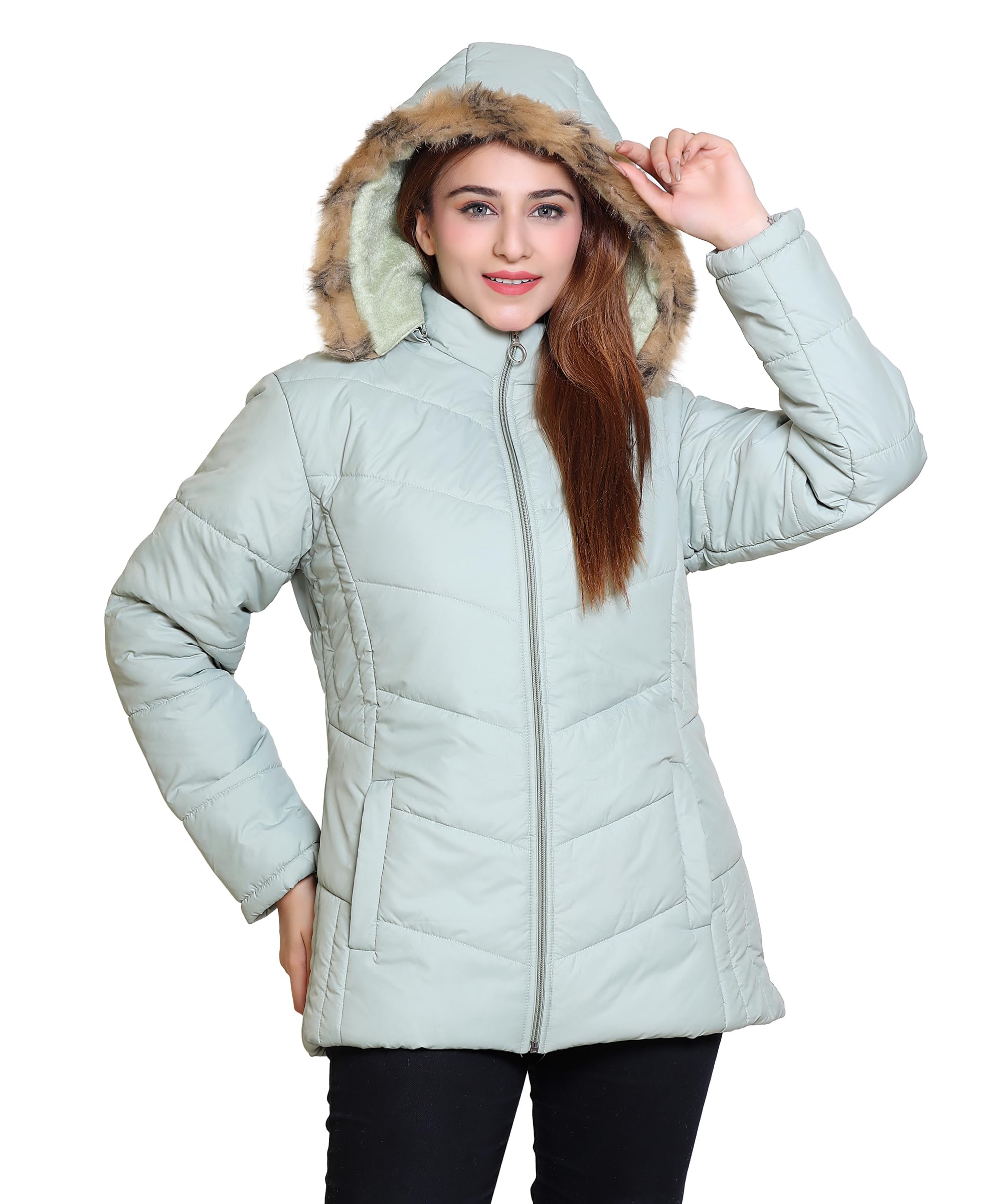 Hiwadi Casual Women's Hooded Collar Jacket Full Sleeve Winter Wear Solid Quilted Neck Jacket for Women Girls-image-45