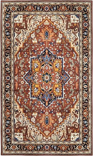 Miniatura 8 de Moynesa Alfombra oriental ultrafina y lavable, antideslizante de 3 x 5, no desprende pelusa, resistente a las manchas, alfombra de cocina de pelo