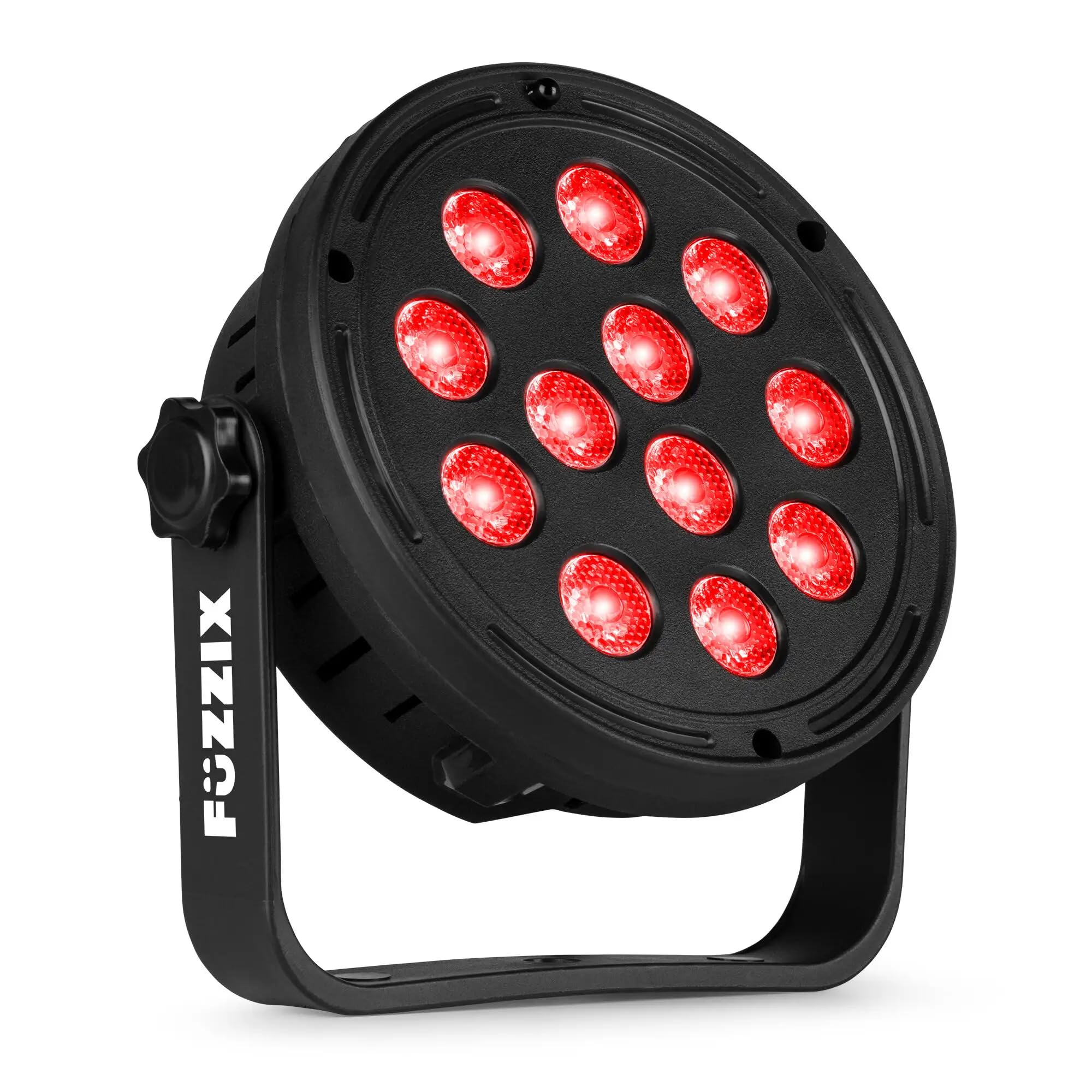 Fuzzix Comet M12 - Set 4 focos LED RGB Party Par con mando a distancia, programas automáticos, carcasa resistente, montaje fácil, ideal fiestas, eventos, bares, habitaciones y fiestas en el jardín