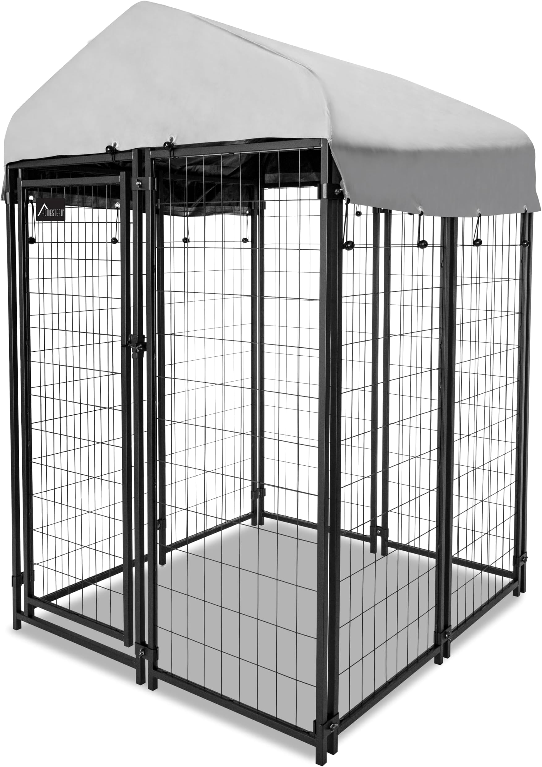 Olympia Tools 4x4x6 Dog Kennel - Outdoor Dog Kennel Small with UV Protection Waterproof Cover, Welded Wire Dog Kennels - Ideal for Dog, Pet Cage, Yard Wire Fence, Patio Crates, Black (90-542)