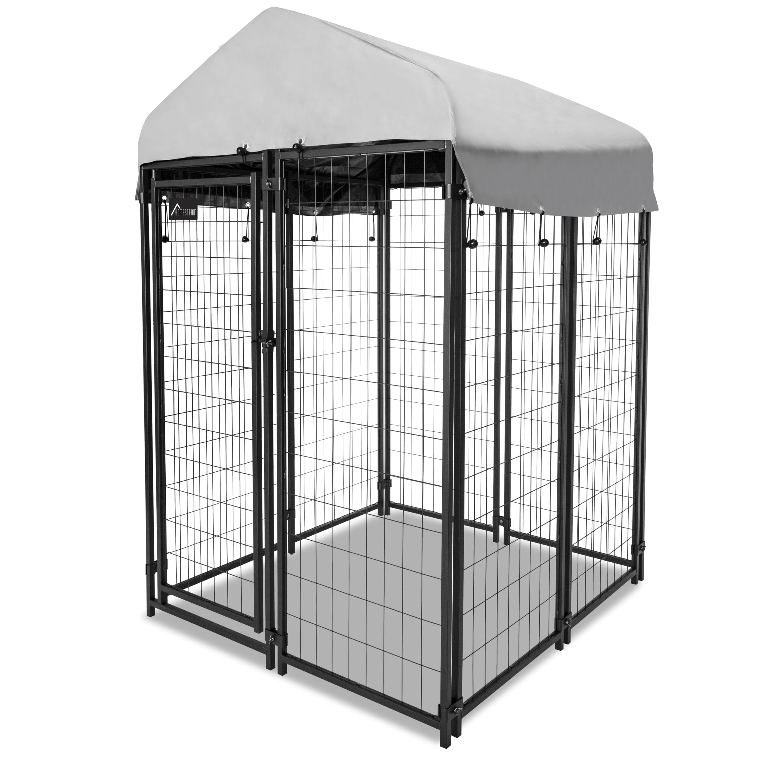 Olympia Tools 4x4x6 Dog Kennel - Outdoor Dog Kennel Small with UV Protection Waterproof Cover, Welded Wire Dog Kennels - Ideal for Dog, Pet Cage, Yard Wire Fence, Patio Crates, Black (90-542)