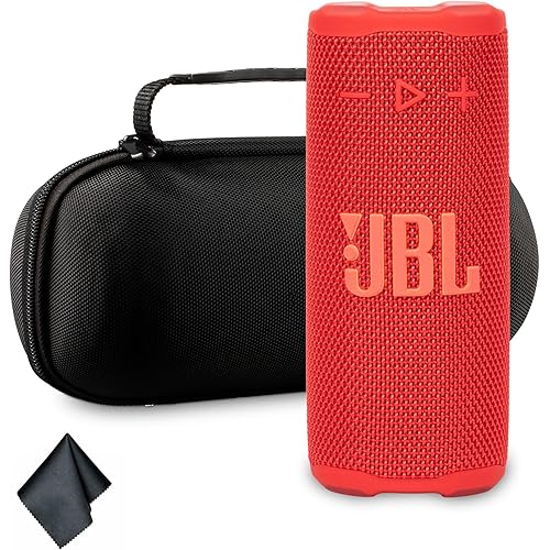 JBL Grip Portable Bluetooth Speaker Red (JBLGRIPRD) – IP68 Waterproof & Dustproof | Bluetooth 5.4 | AI Sound Boost | 14-Hour Battery | Includes Carrying Case & Cleaning Cloth