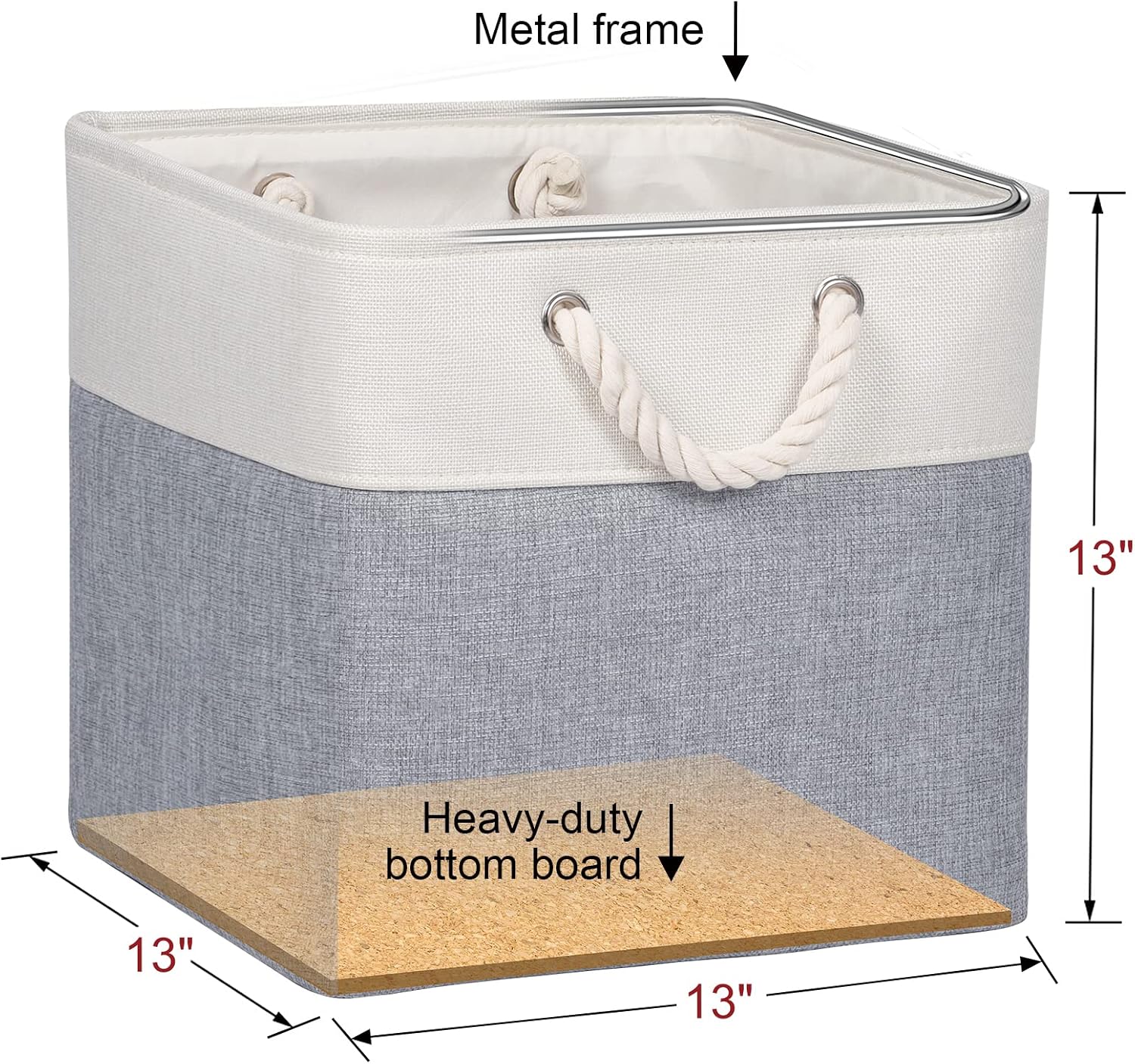 KEEGH Large Fabric Storage Cubes 13X13" Foldable Storage Bins Set of 3 Cube Organizer Baskets with Sturdy Carry Handles for Baby Nursery Closet Shelves Organization