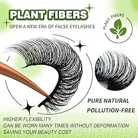 3D Plant Fibre Russian Strip Lashes, D Curl Lash Strips, Wispy Mink Eyelashes - Natural Faux Mink Eyelashes (DC10)