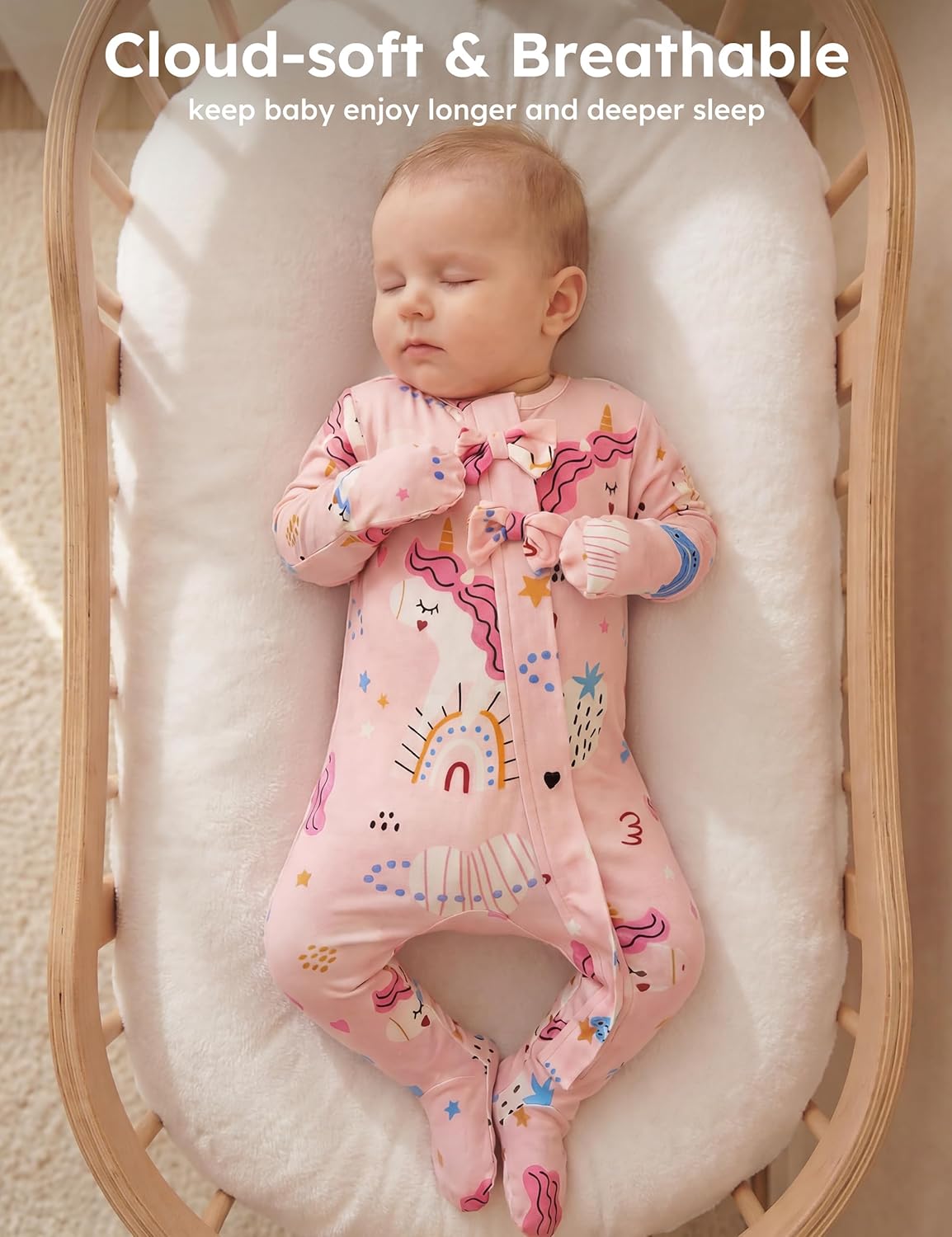 Yoofoss Baby Pajamas Rayon Made From Bamboo Sleepers, Baby Girl Clothes Newborn 0-3 3-6 6-9 Months Footed Pjs, Soft - Image 3