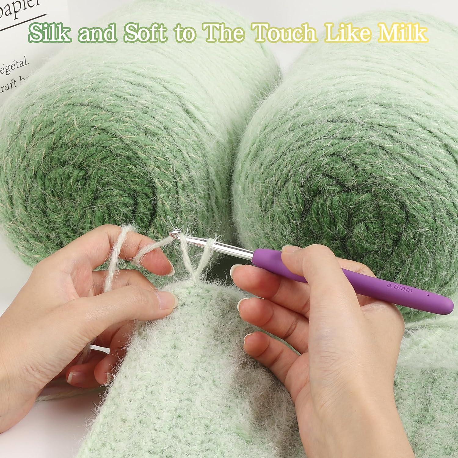 Katech Ombre Yarn for Crocheting-Large Skein of Gradient Yarn Cake-2 Pack of 200g/7.05 oz-80% Acrylic,20% Nylon- #4 Medium-Perfect for Star Blankets, Scarves, Shawls and Garments (E)