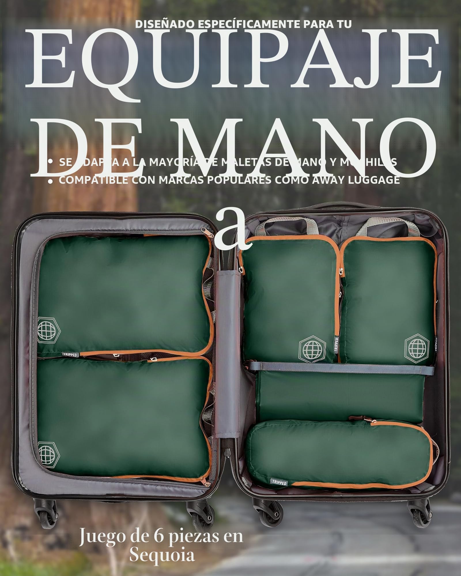 TRIPPED Travel Gear - Juego de bolsas de compresión para viaje, en forma de cubo, ligeras y duraderas, para maletas, 6 Piece, Classic
