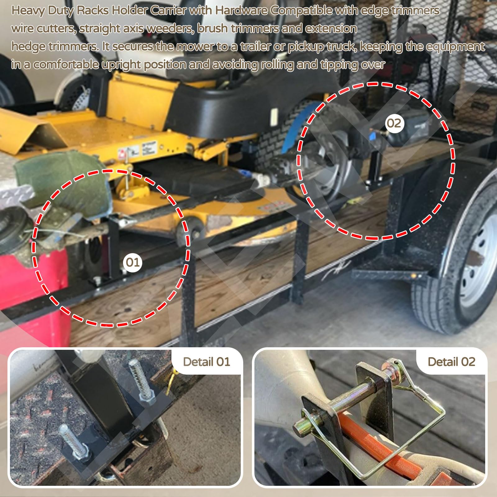 Kit de utilidad para cortacésped, estante resistente para malas hierbas, soporte para línea de recortadora de malas hierbas (ajuste de ancho de 4.5 a 8.6 pulgadas), organizador de herramientas de