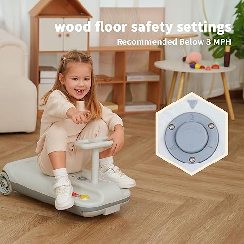 Miniatura 4 de Auto de 12 V con diversión de limpieza, Gokart 3 en 1, arranque suave, ajustable de 5 velocidades, trapeador desmontable, batería recargable,