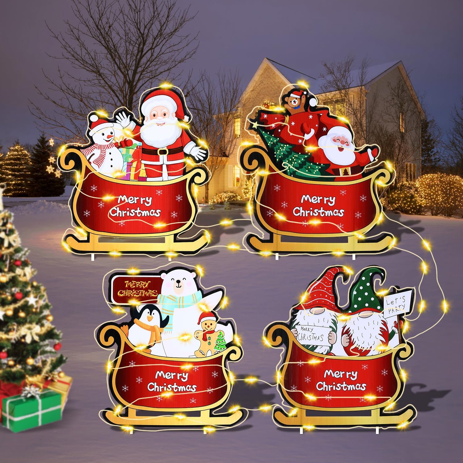 Masso 4pcs Outdoor Christmas Yard Decorations 14inch