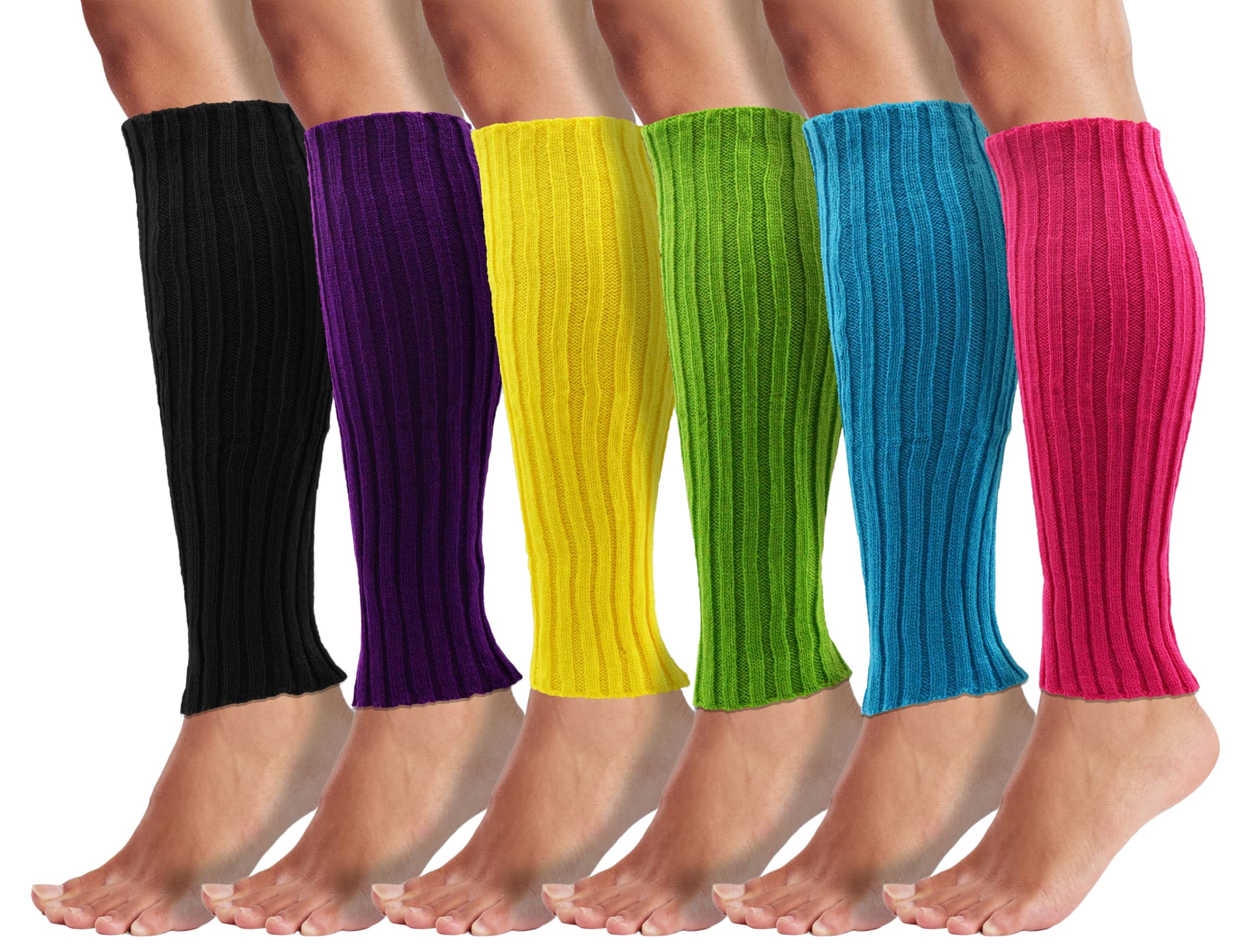 Leg Warmers for Women 6 Pairs Knee High Cable Knit Warm Thermal Acrylic Winter Sleeve