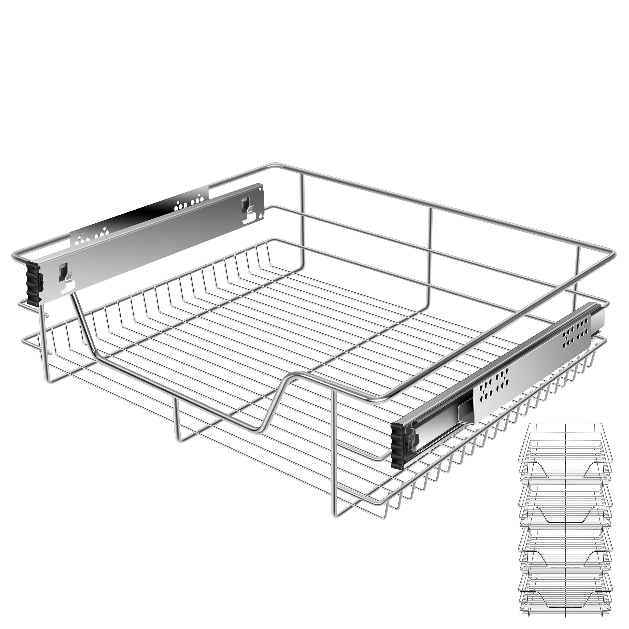 KESSER® Cassetto Telescopico - 4x 60cm ✓ Cassetto per Cucina ✓ Armadio per Cucina ✓ Cestello estraibile ✓ Armadio estraibile ✓ Cassetto ad estrazione totale ✓ Cassetto - Argento