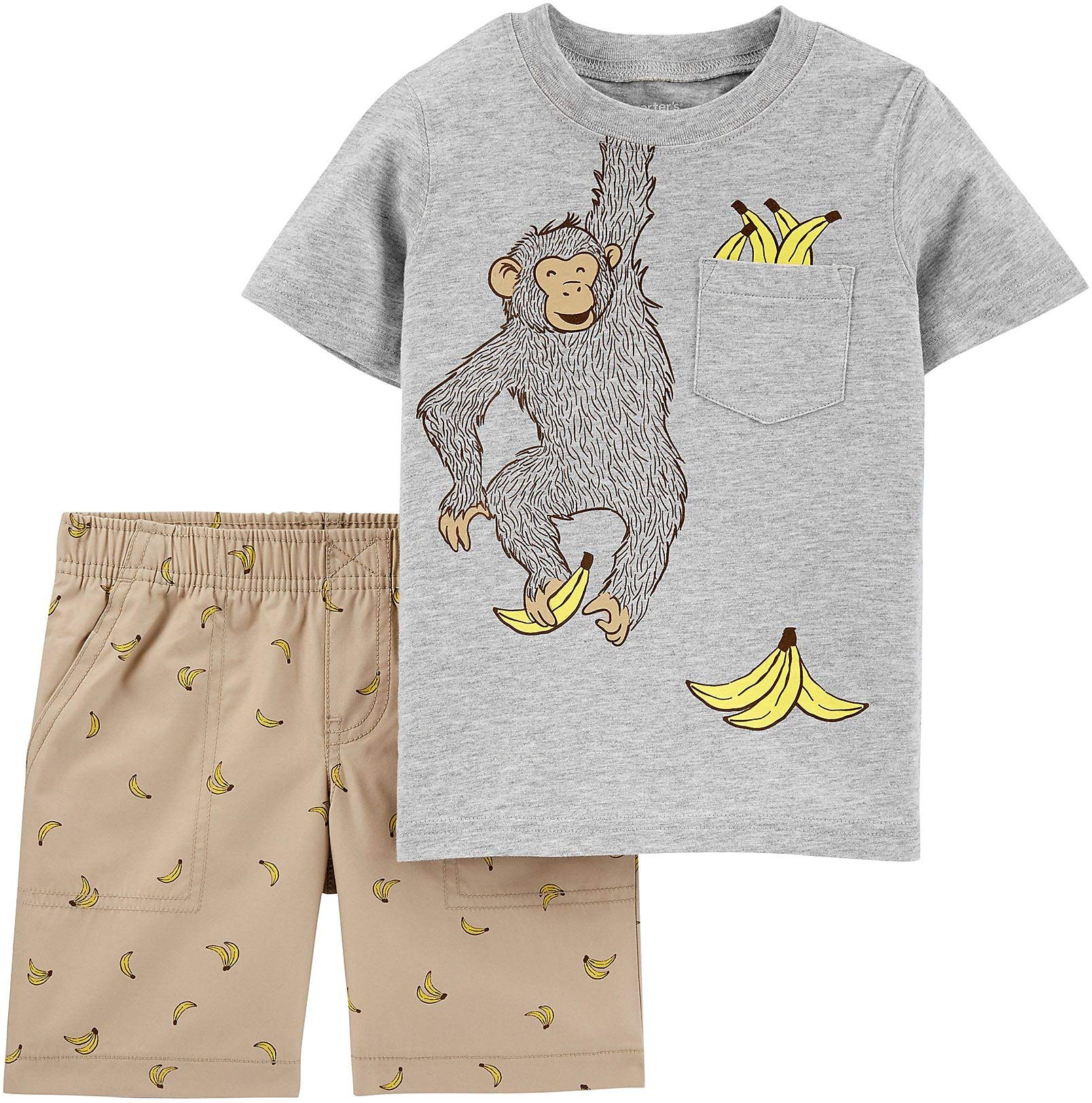 Carter's 2-Piece Monkey Tee & Poplin Short Set (12 Months)
