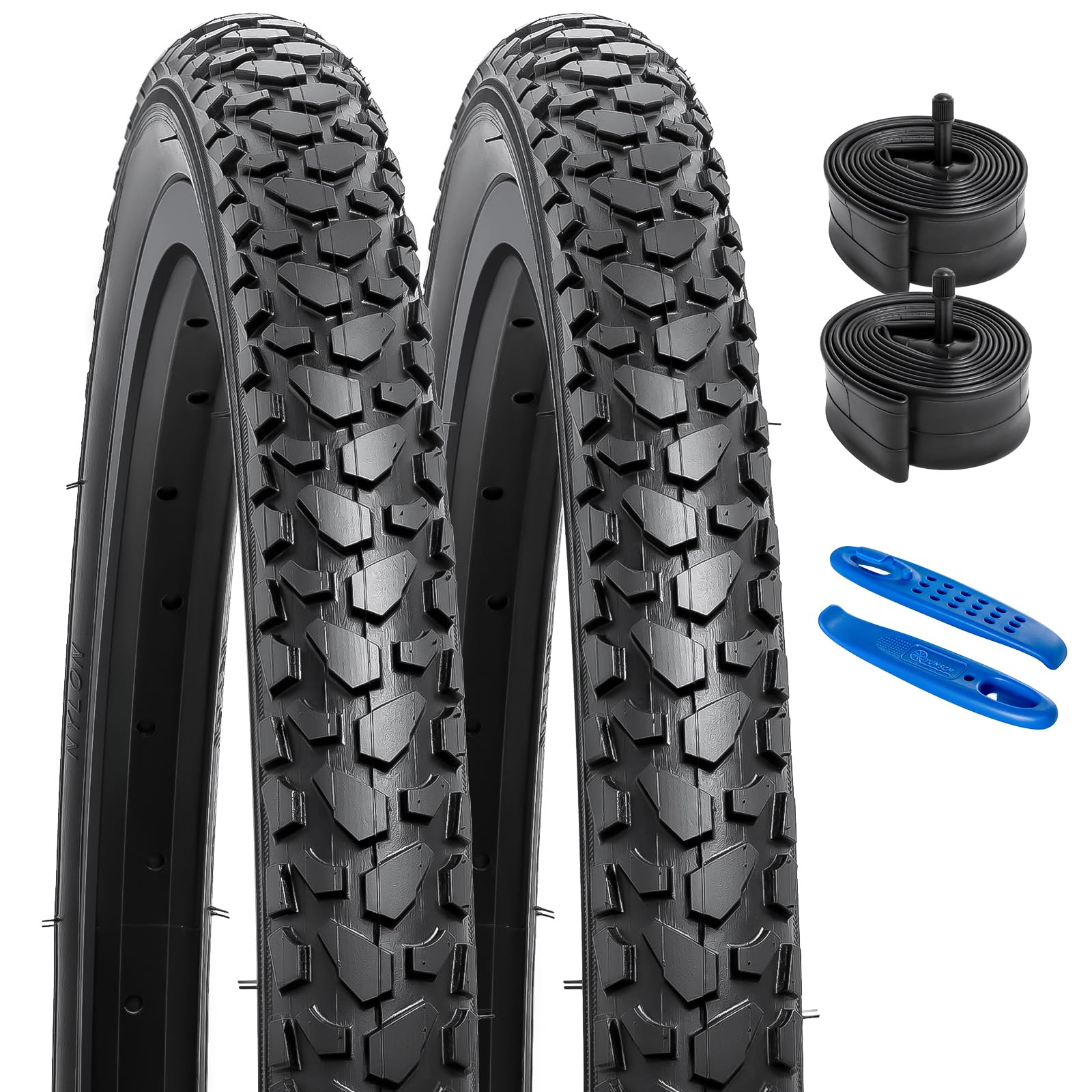 Photo 1 of YUNSCM 2-PCS 24" Bike Tires 24x1.75/47-507 and 24" Bike Tubes Schrader Valve Compatible with Mountain Bike 24 X 1.75 Bicycle Tires and Tubes (Y-674)