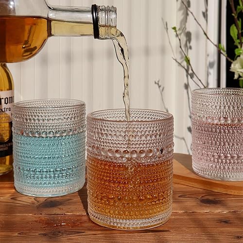 Miniatura 7 de Hobnail - Juego de 6 vasos para beber vintage, vasos de cóctel de 10 onzas, cristalería de cocina para agua, refrescos, whisky, cóctel, jugo, bebidas