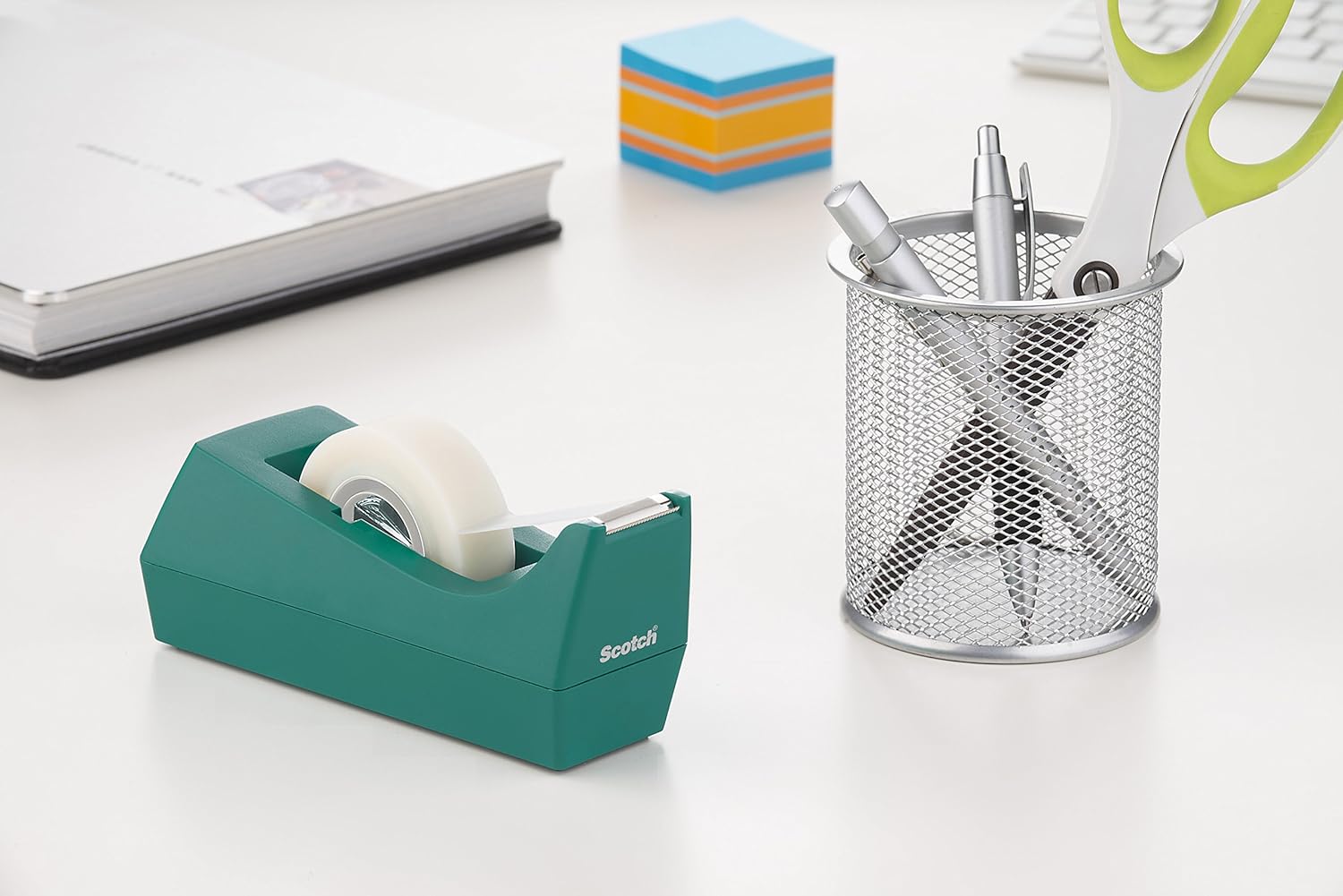 Scotch Classic Desktop Tape Dispenser, Blue, for 1-Inch Core Tapes (C-38-B) : Clear Tape Dispensers : Office Products