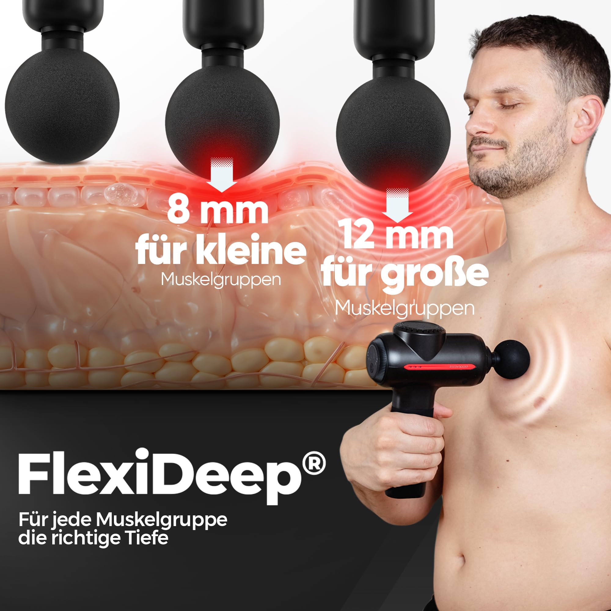 PRO Massagepistole mit Wärmefunktion NOTE 1,1 Massage Pistole mit verstellbarer Massagetiefe - Massage Gun Massagegerät für Rücken Nacken Faszien - Faszienpistole Muskelpistole für Sportler