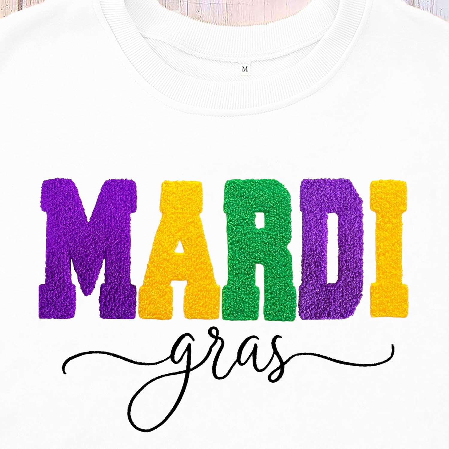 Women Mardi Gras Sweatshirt New Orleans Carnival Outfit Chenille Patch Pullover Tops Fat Tuesday Sweatshirt - Image 6
