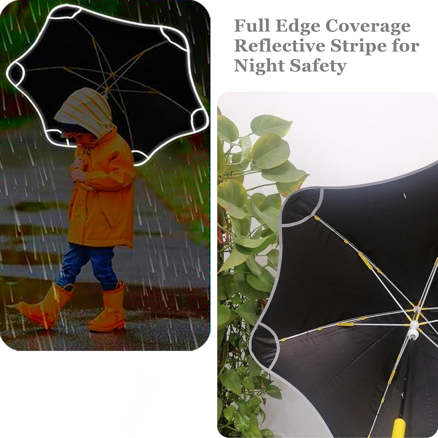 Custom Kids Umbrella with Your Own Design or Picture, Personalized Boys Girls Umbrellas with UV Protection and Reflective Strips for Rain & Sun