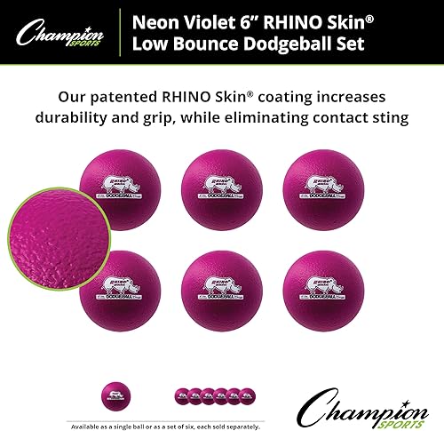 Miniatura 30 de Champion Sports Rhino Skin - Juegos de bolas de dodgeball de rebote bajo y individuales para juegos de juegos infantiles, PE, patio trasero y liga