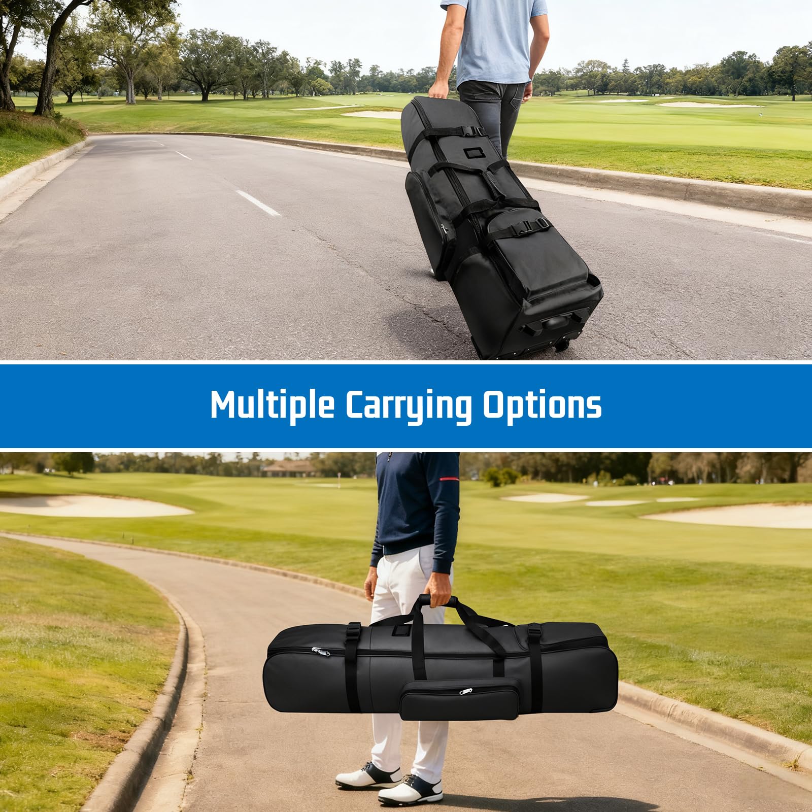 Fundas de Viaje para Golf con Ruedas, Estuche de Vuelo, Tela Oxford 900D Impermeable