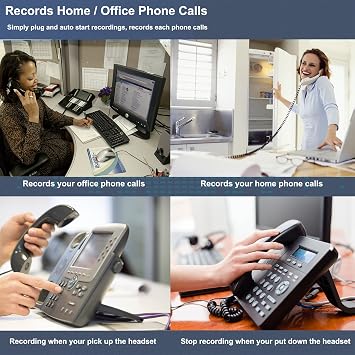 Telephone Recorder,16GB USB Telephone Phone Voice Recorder,Mini Telephone Recorder for Landline,Get Power from Telephone System(Less Charging time)