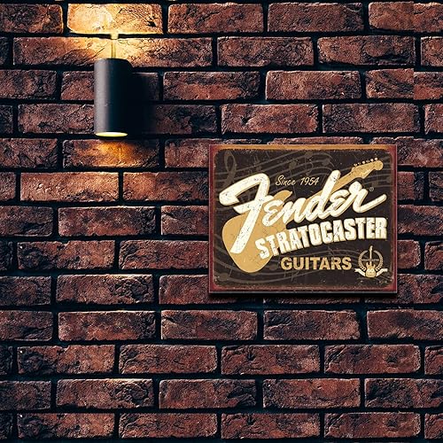 Miniatura 5 de Desperate Enterprises Fender Stratocaster Guitars 60th - Letrero de lata de metal vintage nostálgico - Hecho en Estados Unidos Fender Stratocaster