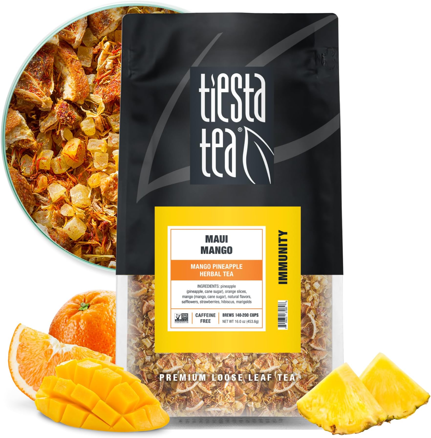 Tiesta Tea Mango Pineapple Fruit Tea Loose Leaf Herbal Immunity Blend Non-GMO 0.5kg Bag