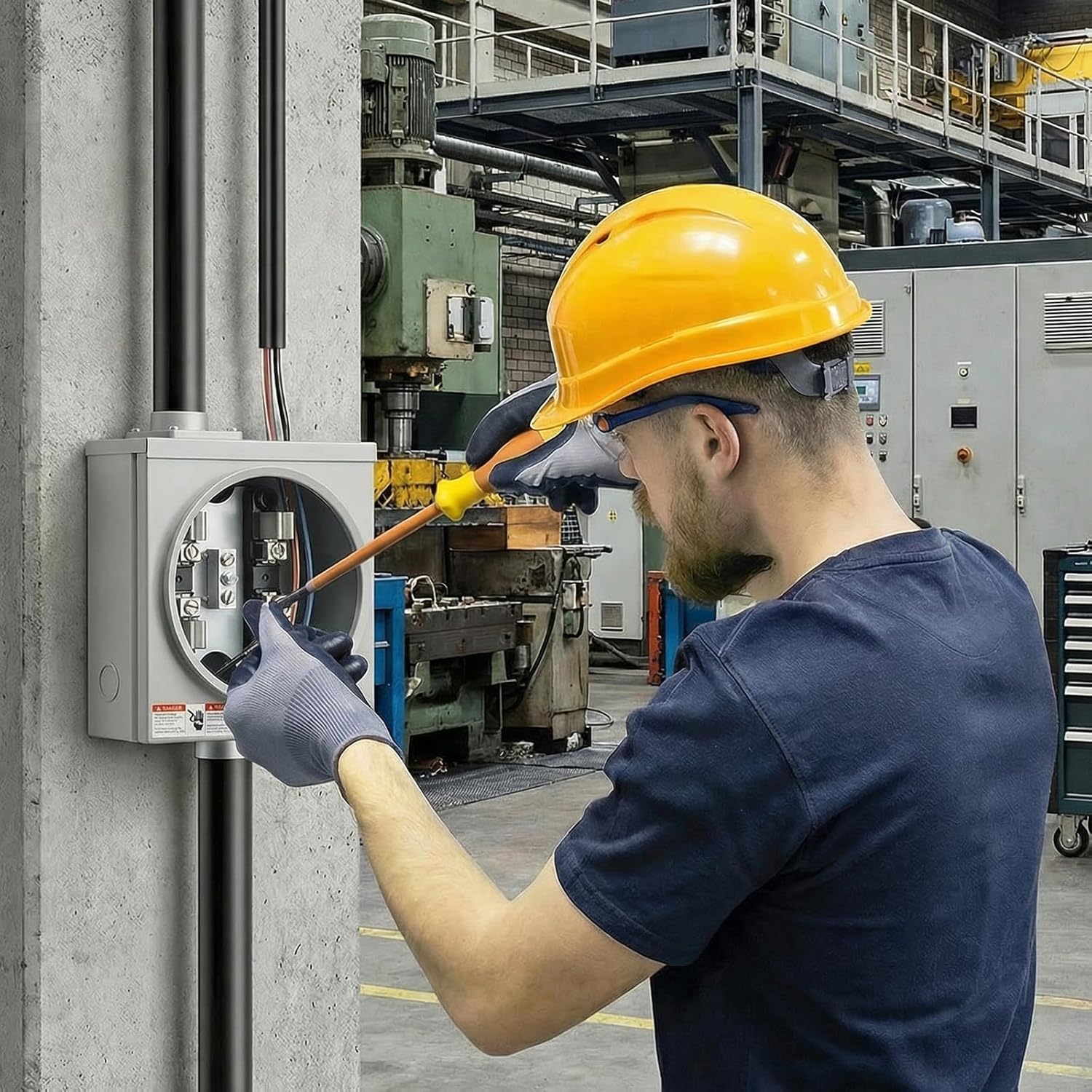 100 Amp Meter Socket, 4 Jaw Meter Base, 600V 3 Wire Ring Type, with Horn Bypass Meter Cover Plate, Fit for Commercial, Industrial Residential Homes(100A 4 Jaw Ring)