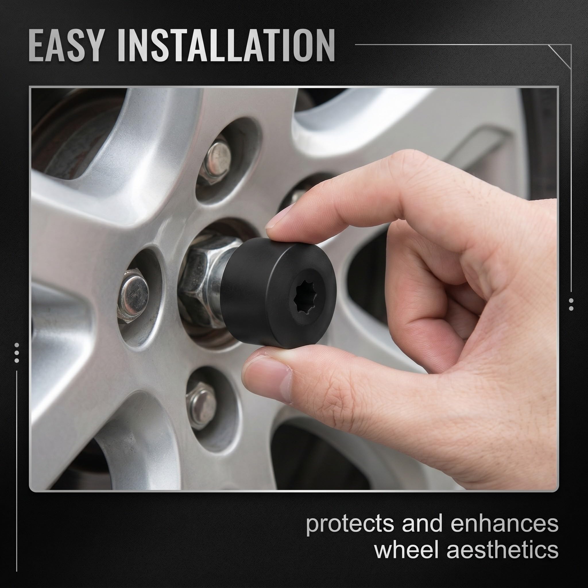 Copribulloni Auto Universali Neri 17mm 20 Pezzi con Strumento di Rimozione