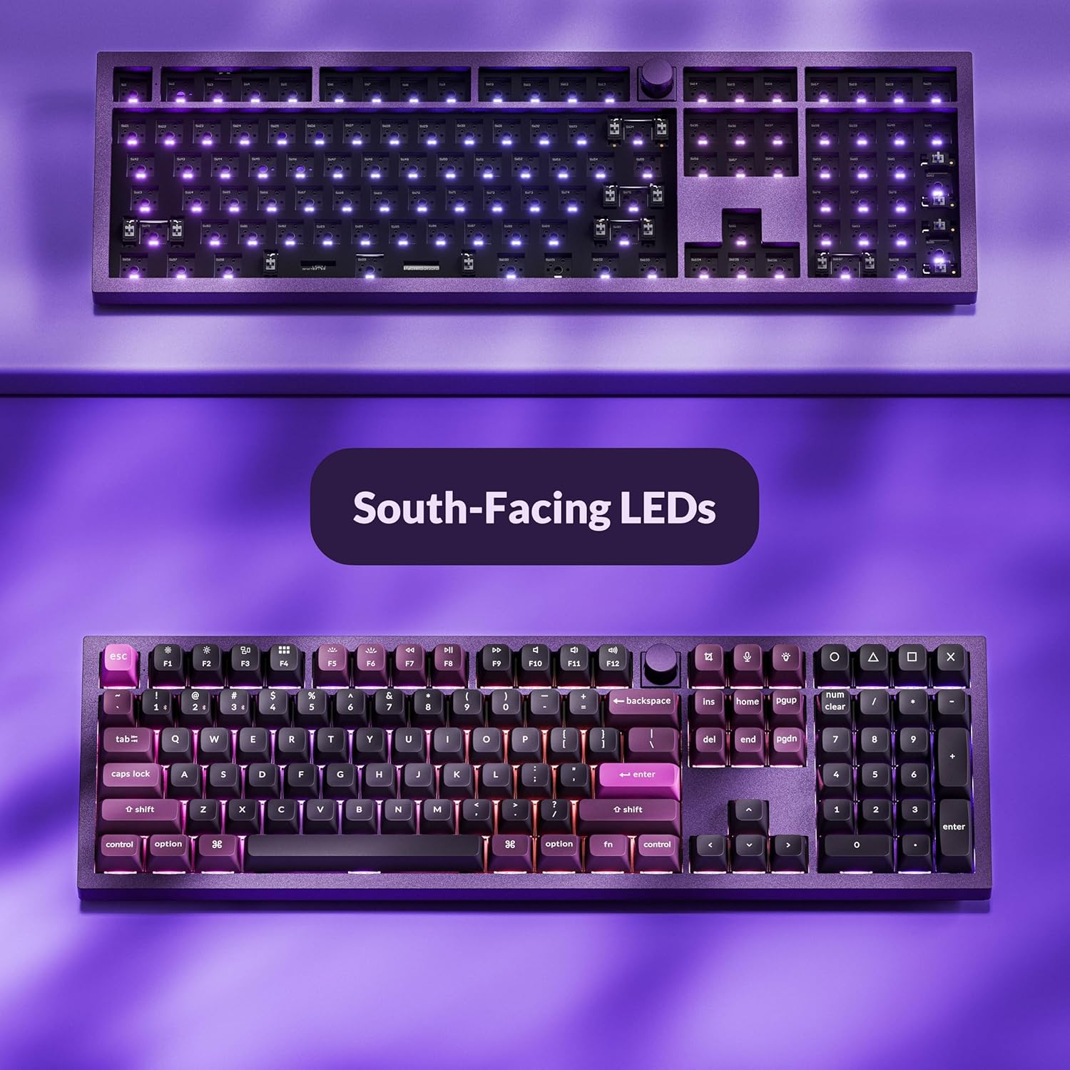 Keychron Q6 Pro Full-Size Wireless Bluetooth Mechanical Keyboard, Full Aluminum, Hot-Swappable Keychron Super Banana Switch, Launcher Programmable, NKRO Knob, KSA PBT Keycaps, Mac/Win/Linux - Purple