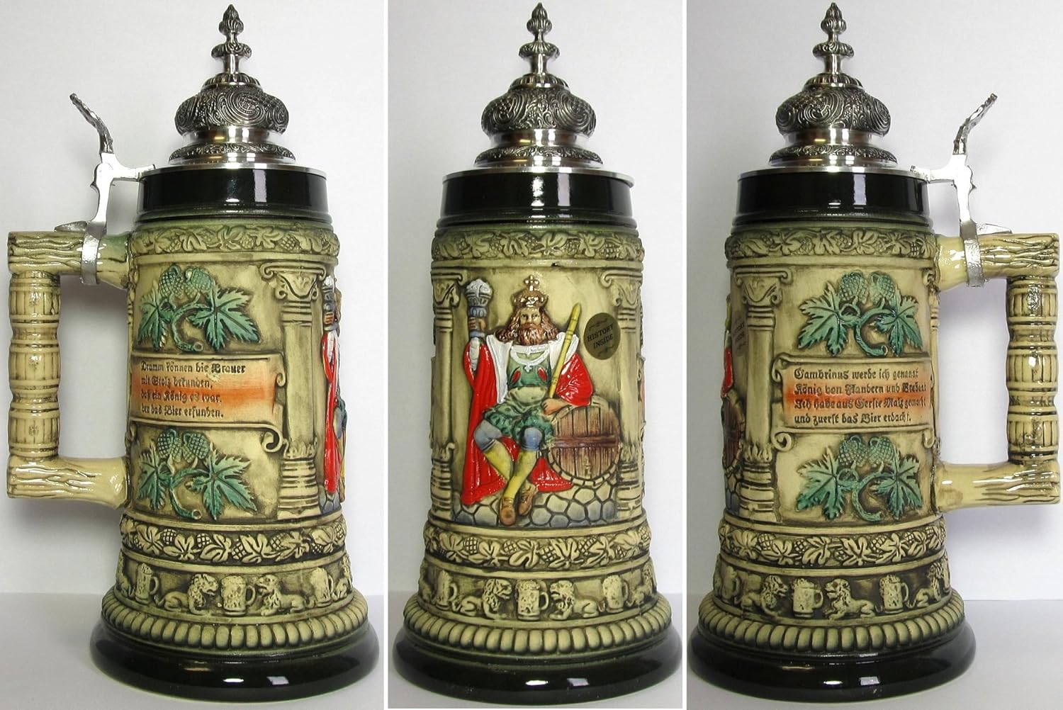 Traditional German Beer Stein Rustic Gambrinus King of