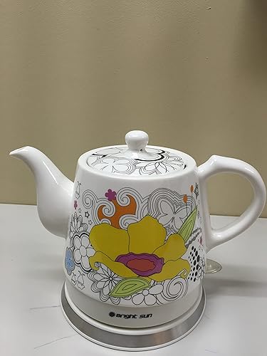 Miniatura 5 de FixtureDisplays® Tetera, Cerámica, Teamaker, Flor Amarilla Grande 12039