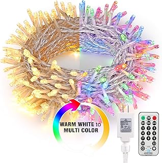 Brizled Christmas Lights, 65.67ft 200 LED Tree Lights Color Changing, 11-Function Warm White & Multicolor Christmas Lights, Connectable 24V Adapter Christmas Lights with Remote for Xmas Tree Party