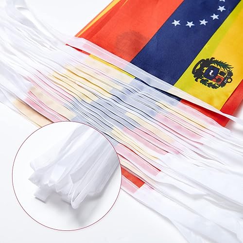Miniatura 4 de WXTWK Banderas venezolanas pequeñas de Venezuela Mini banderín de cuerda para decoración de festivales (50 pies 38 banderas)