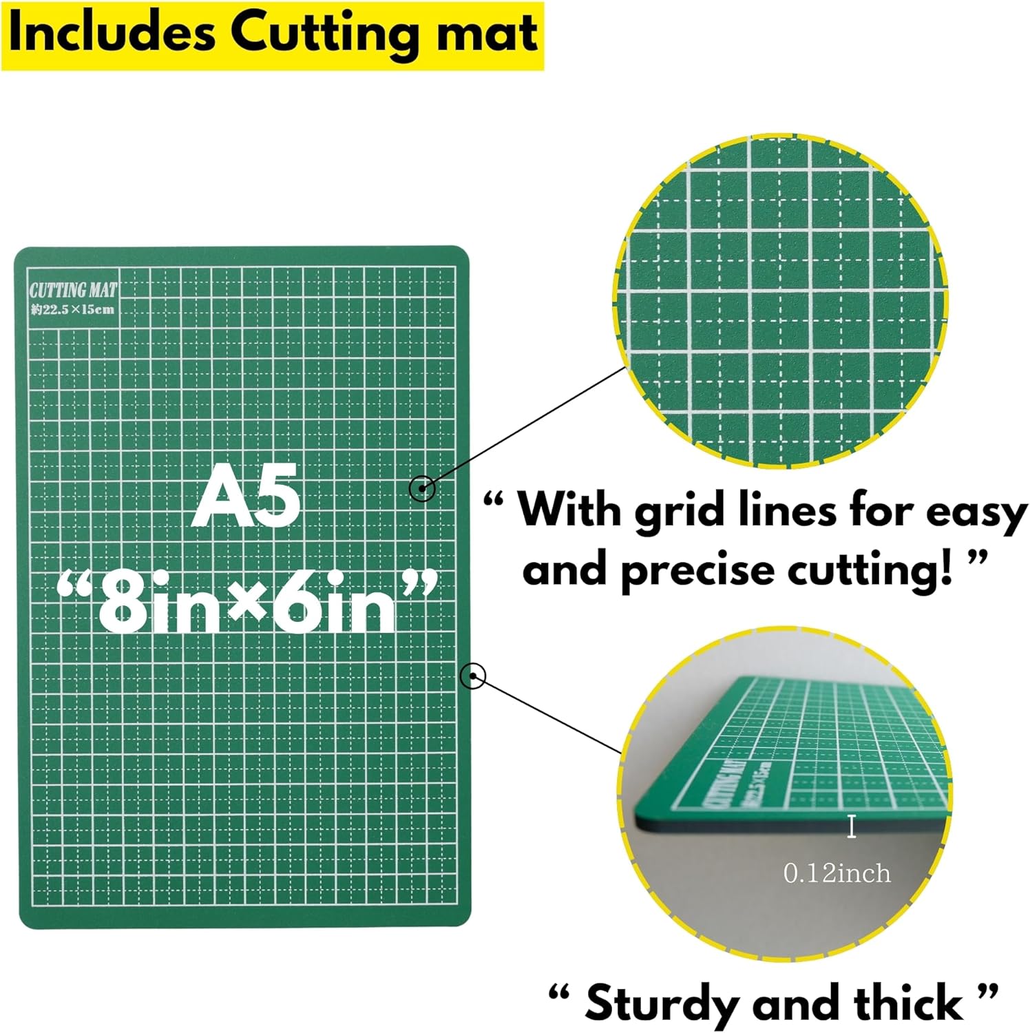 Auto-Lock Utility Knife (141B) & A5 Cutting Mat (8"x6") – Crafts, Hobby Knife Set with 10 Extra Blades, Self-Healing & Cute Liberty Cat Papercut Templates
