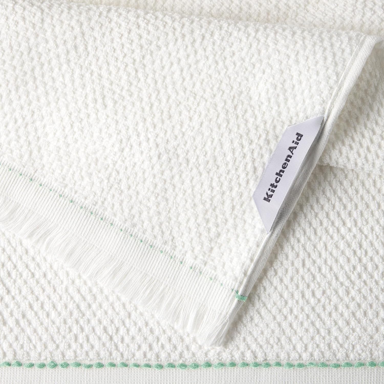 KitchenAid Gourmet Series Gridlines Kitchen Towels 3-Pack Set, 100% Cotton Absorbent, Color of THE Year, Spearmint, 18"x28"