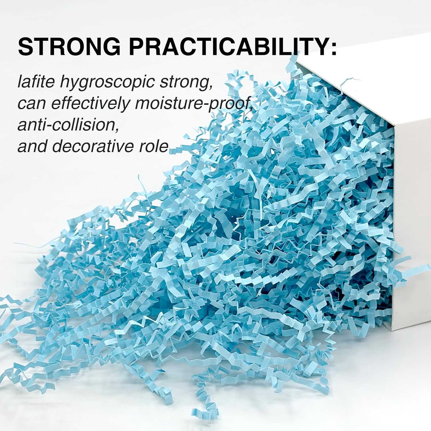 1LB Crinkle Cut Paper Shred Filler for Gift Box Bag and Basket On Holidays(Light Blue) image 4