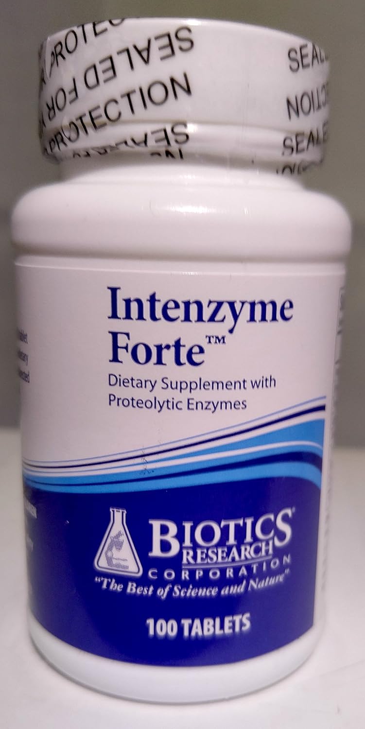 BIOTICS Research Intenzyme Forte Proteolytic Enzymes, Pancreatin, Bromelain, Papain, Lipase, Amylase, Protein Digestion, Supports Healthy Digestion, Immune and Circulatory Function 100 tabs