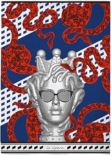 Manta moderna de arte pop 130 x 180 cm, diseño de serpiente roja, manta llamativa para sofá, cama o silla, La Vipera by Ba...