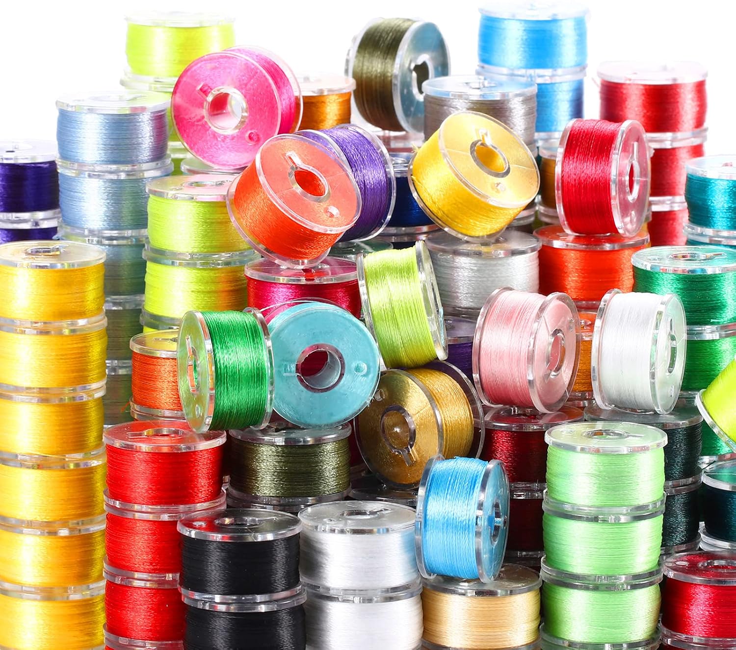 288 Pcs Prewound Bobbins Size A 60S/2 100 Yards Compatible with Brother/Babylock/Janome/Elna/Singer Embroidery Machines Plastic Sewing Machine Bobbins Polyester Sewing Thread with Box (Mix-Colors)
