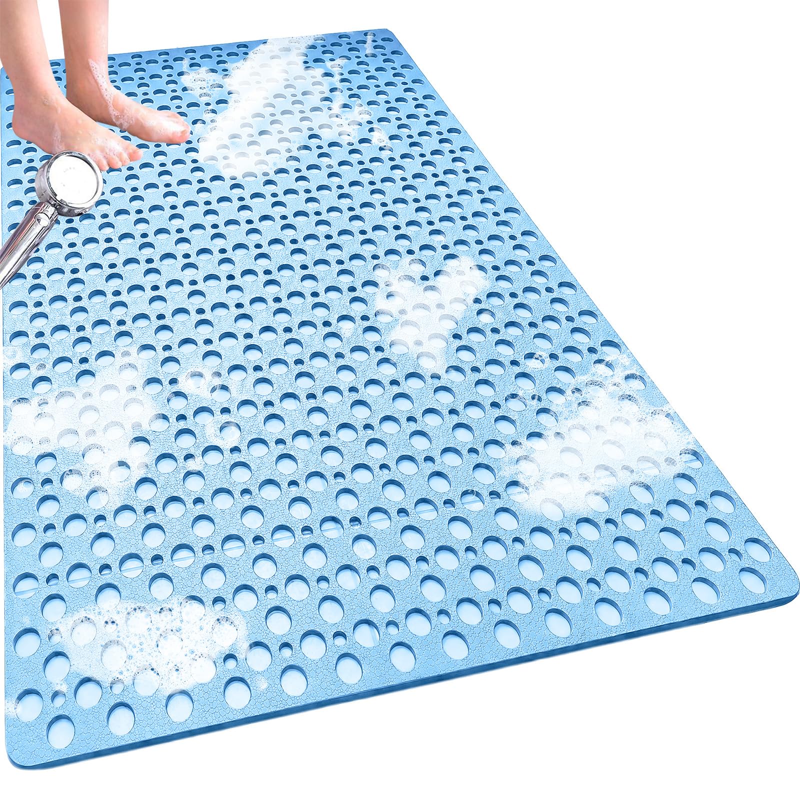 Venuso Square Shower Mats Non Slip Anti Mould, 120 x 80 cm Rubber Anti Slip Bath Mat with Drain Holes, Machine Washable — image 1