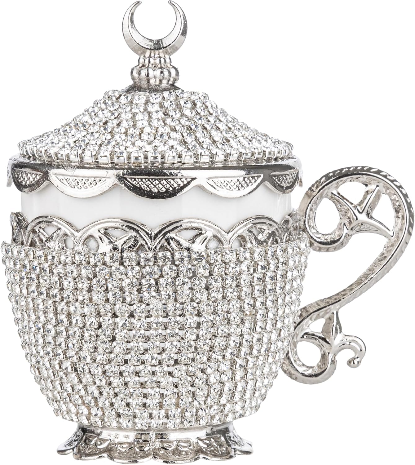 Alisveristime Turkish Coffee Cup Set - Authentic Turkish Greek Arabic Coffee Espresso Cup with Saucer (Enhance Your Coffee Experience Now!) (1 Pc) (Crystal Gelincik Design) (Silver) - Image 5
